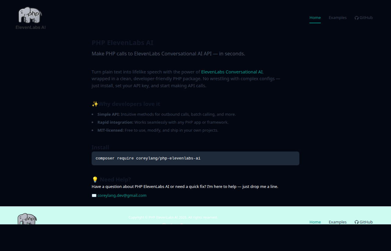PHP ElevenLabs AI library documentation