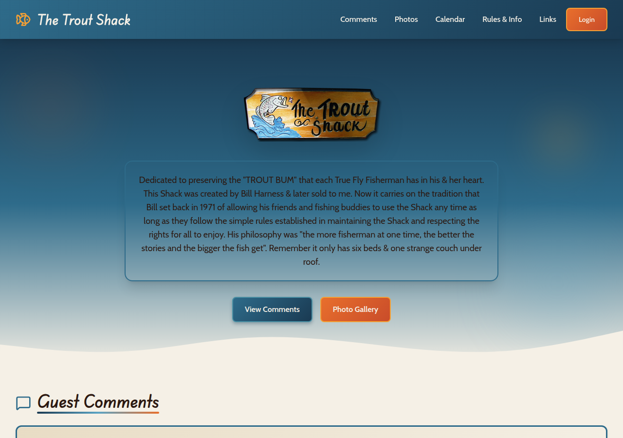 The Trout Shack river cabin community site