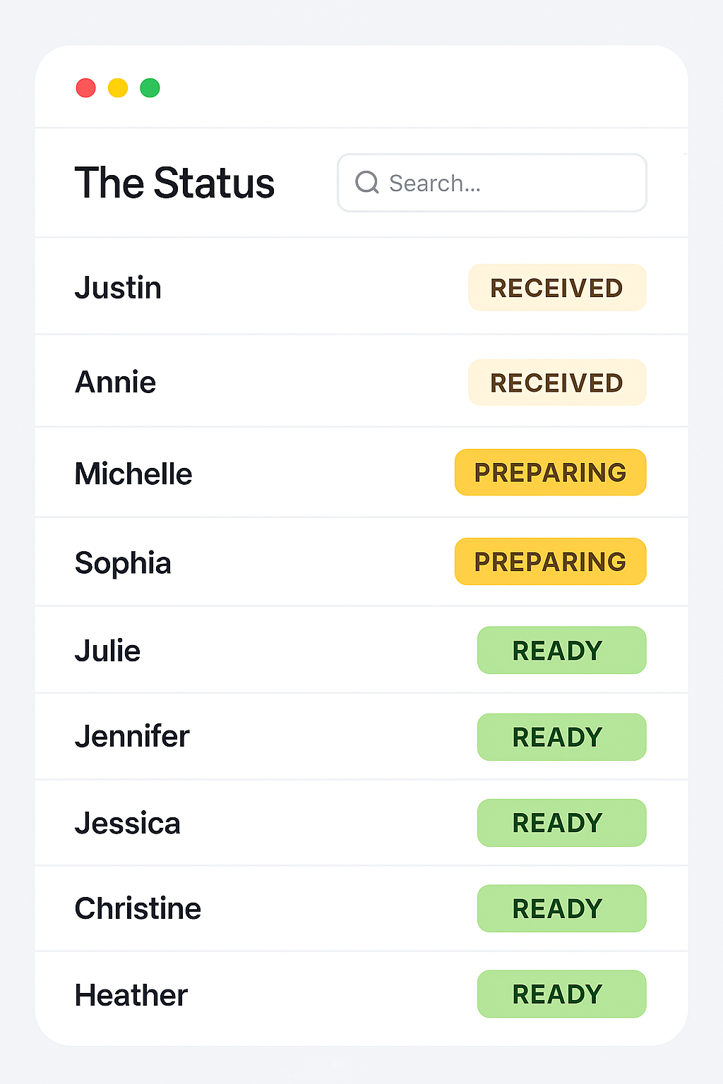 The Status User Interface